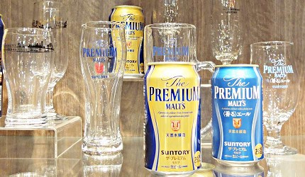 日本啤酒品牌SUNTORY三得利(サントリー)的啤酒「The Premium Malt’s」(ザ・プレミアム・モルツ)與啤酒杯