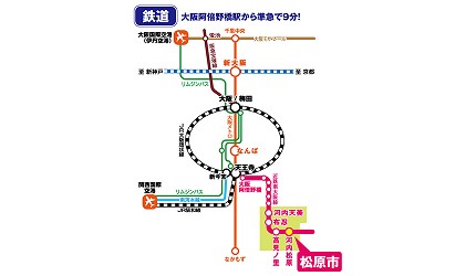 大阪自由行近郊一日游行程推荐推介天王寺10分钟直达松原市交通路线图