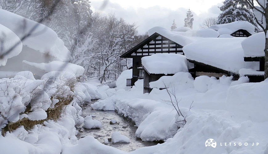 丰富积雪形成的银白世界「乳头温泉乡」