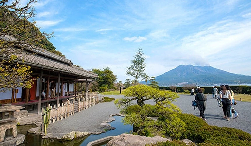鹿兒島的仙巖園茶寮室外景色