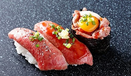 牛肉握寿司与军舰寿司