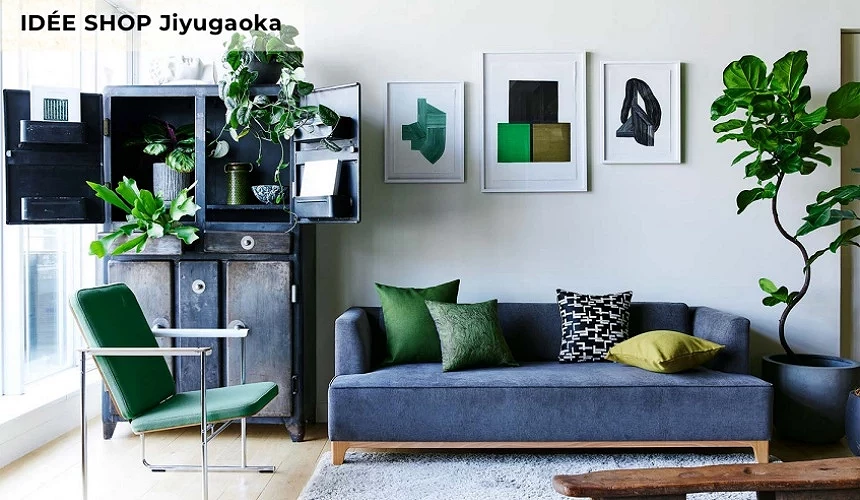 绿色与灰色的室内装潢