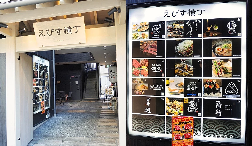 匯集各式餐廳的設施入口與看板