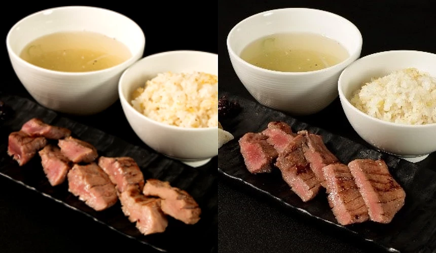 烤牛舌套餐搭配白饭与牛尾汤