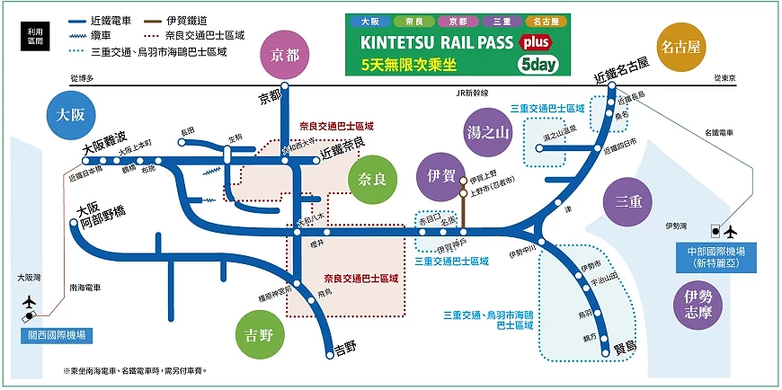 交通路线图显示蓝色线条连接各地点,右上角有通行证标志