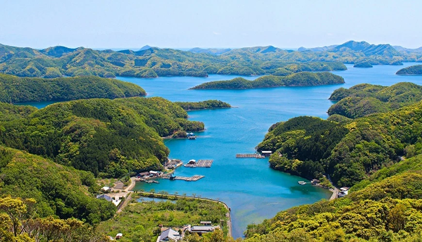 对马岛从山上看到的怡人景色