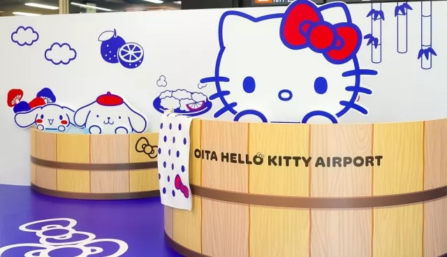 期间限定「大分 Hello Kitty 机场」亮点一次看！彩绘巴士、温泉足汤必打卡