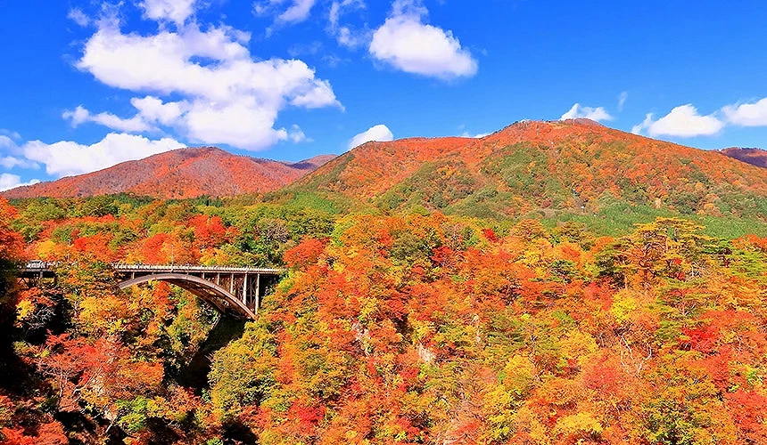 鸣子峡的红叶景色