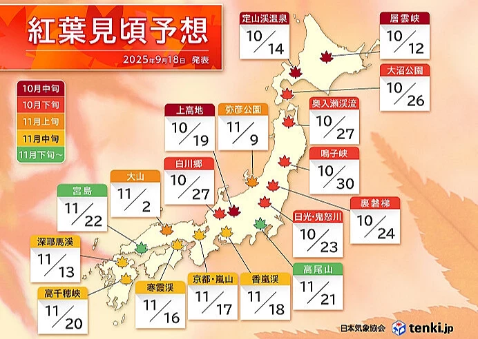 2025红叶预测时间表9月18日版本