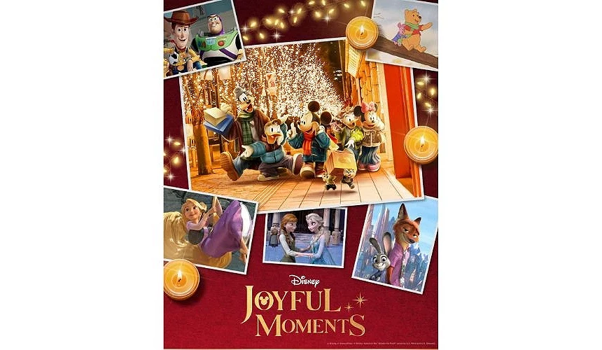 东京丸之内圣诞活动「Disney JOYFUL MOMENTS」主视觉海报,集合《冰雪奇缘》、《玩具总动员》、《小熊维尼》、《魔发奇缘》、《动物方城市2》等迪士尼人气角色,共同迎接欢乐圣诞
