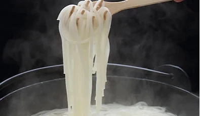 五岛乌龙面在铁锅中