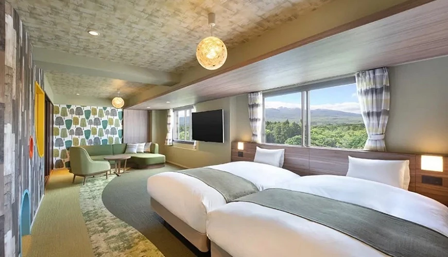 可以看見那須山景的雙床房