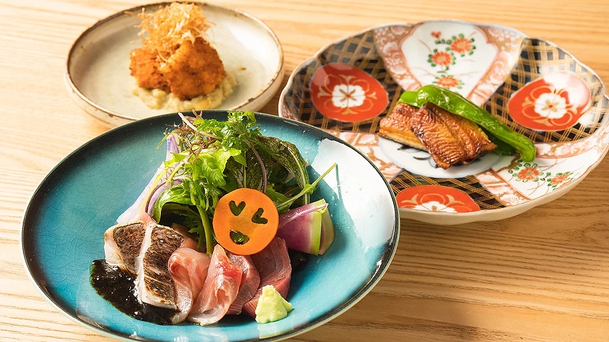 和風日式魚料理、沙拉