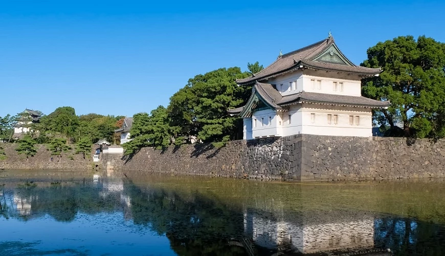 蓝天下的皇居护城河