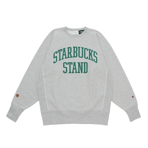 写着STARBUCKS STAND 的灰色衣服