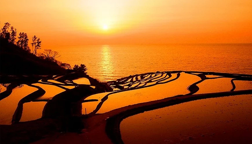 白米千枚田夕陽