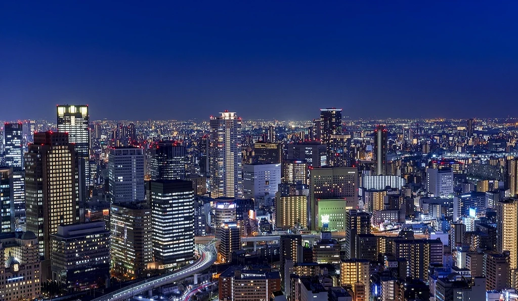 从梅田空中展望台看出去的夜景