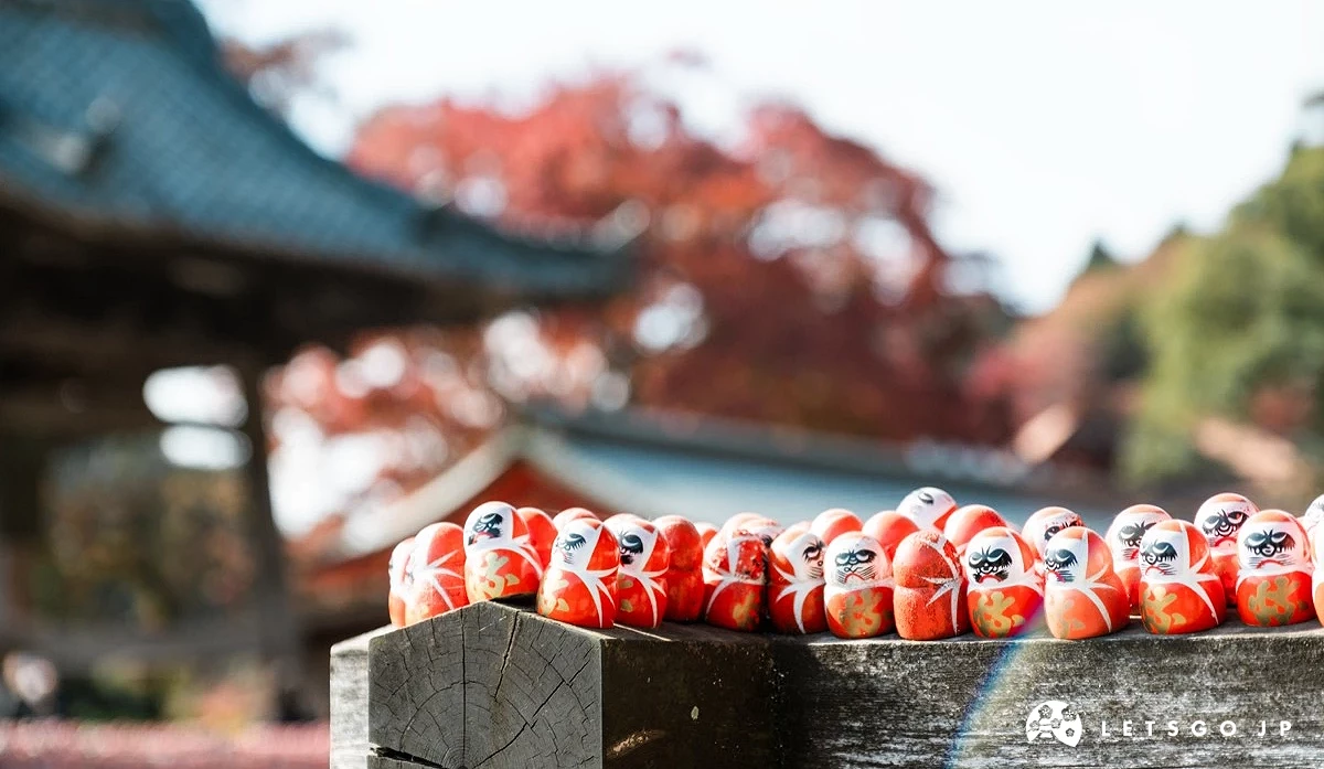 勝利達摩奉納棚內的紅色達摩群像