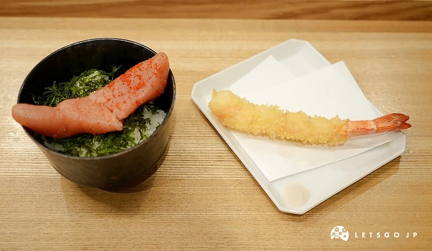 明太子飯與炸蝦