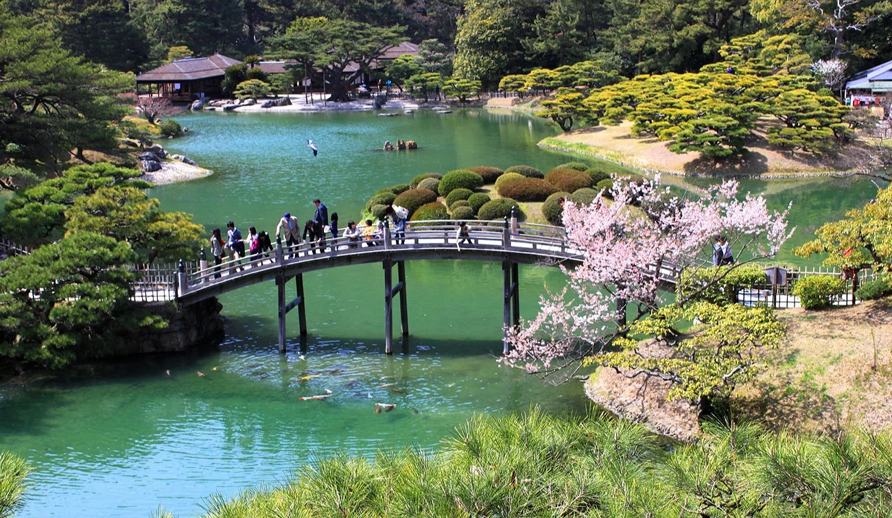 栗林公園的櫻花景色