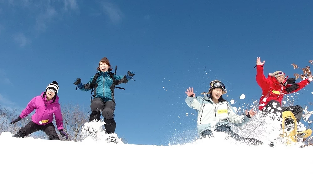 一群大人在玩雪