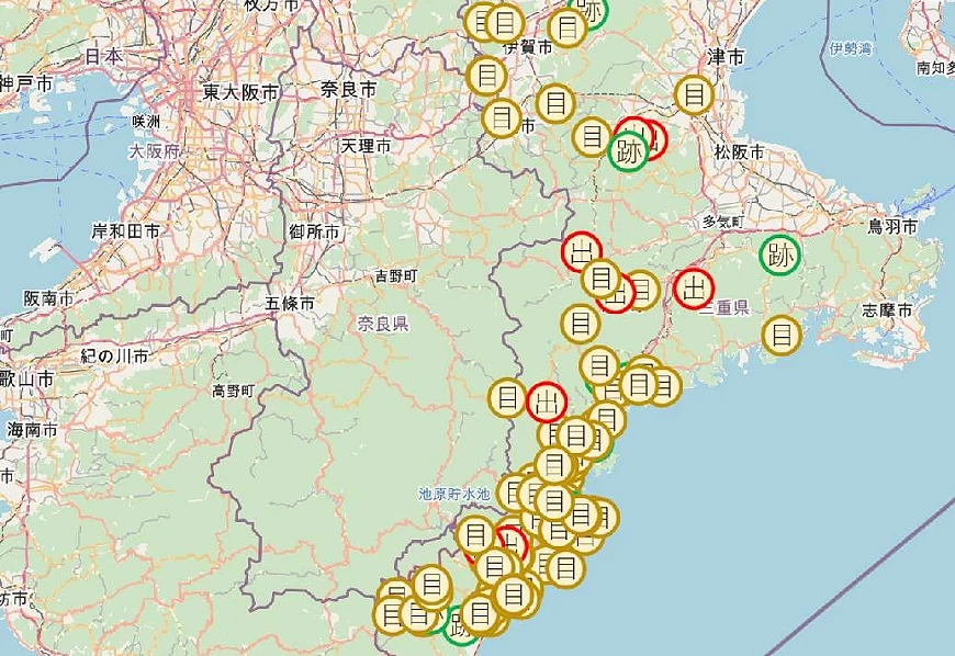 2025~2026年三重县熊出没地图