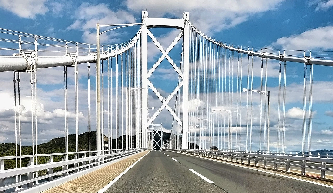 自驾玩岛波海道,开车的桥上风景